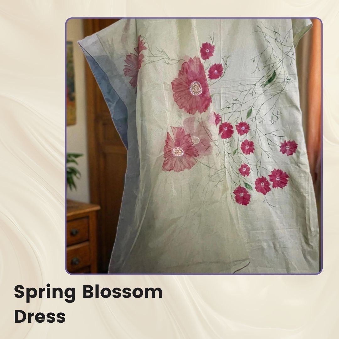 Spring Blossom Hand-Painted Dress