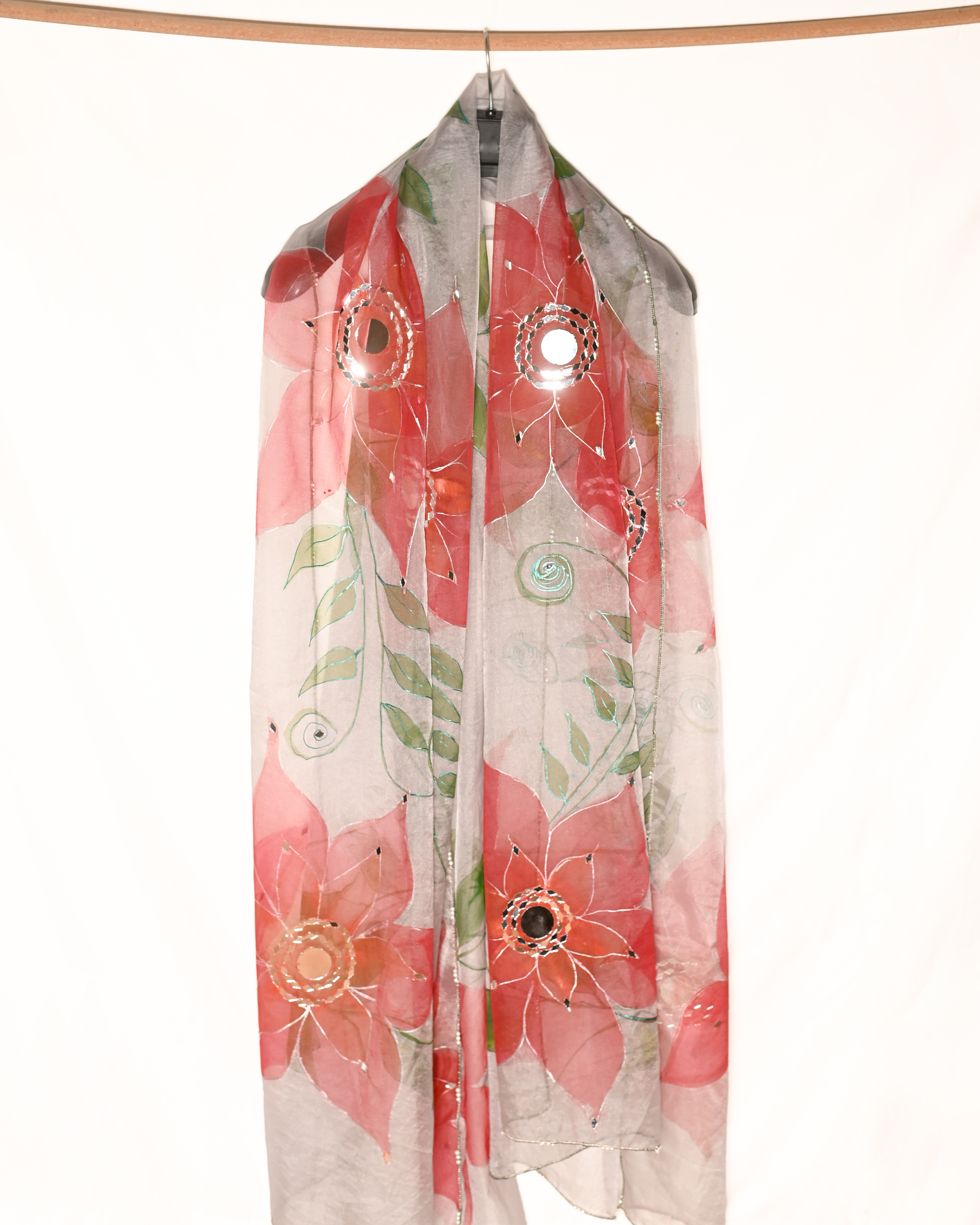 Elegance in Grey - Hand-Painted Dupatta